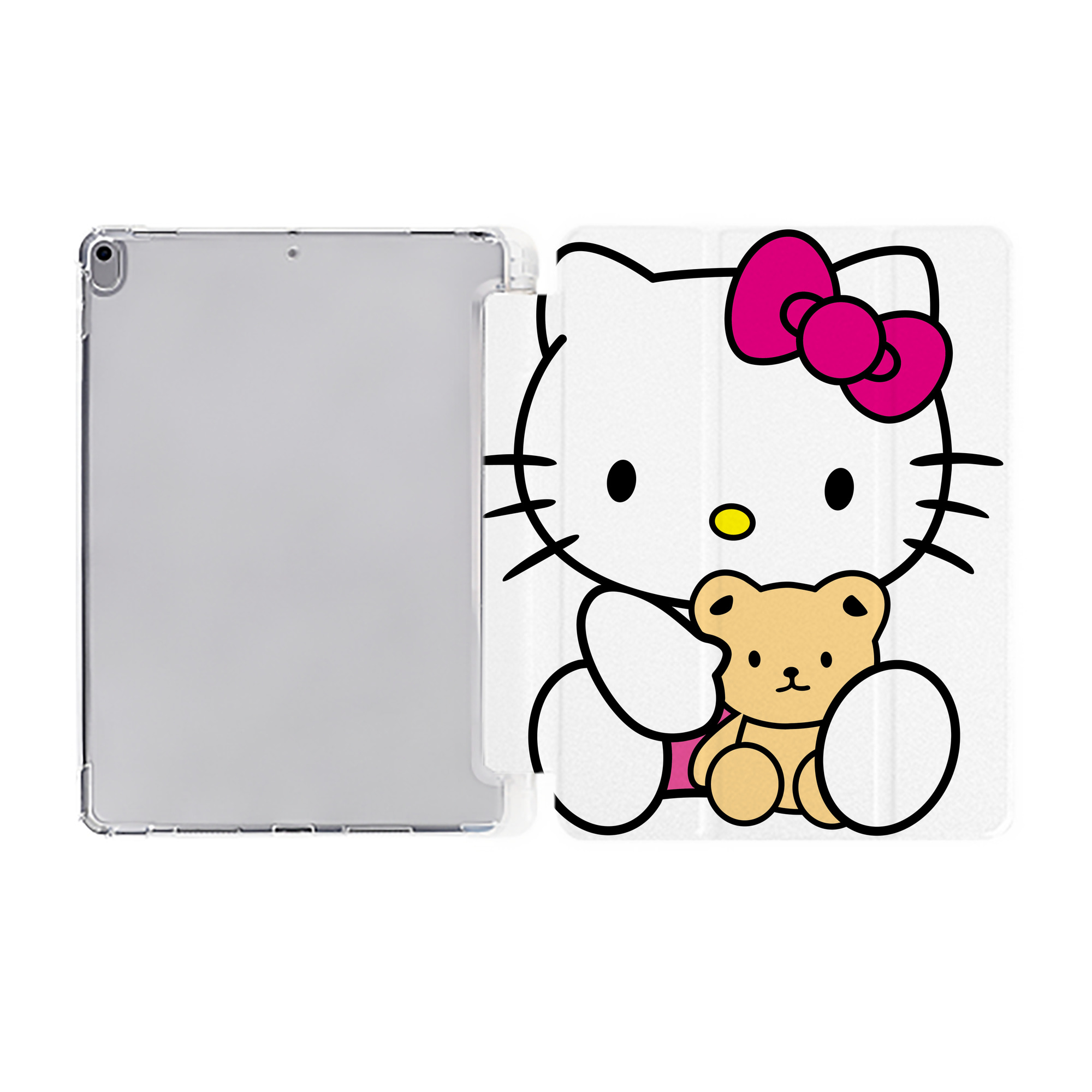 （画像用） Hello Kitty ハローキティ IPad ケース ペン収納付き 三つ折りスタンド PUレザー×シリコン 対応機種9.5/10.5/10.9インチ